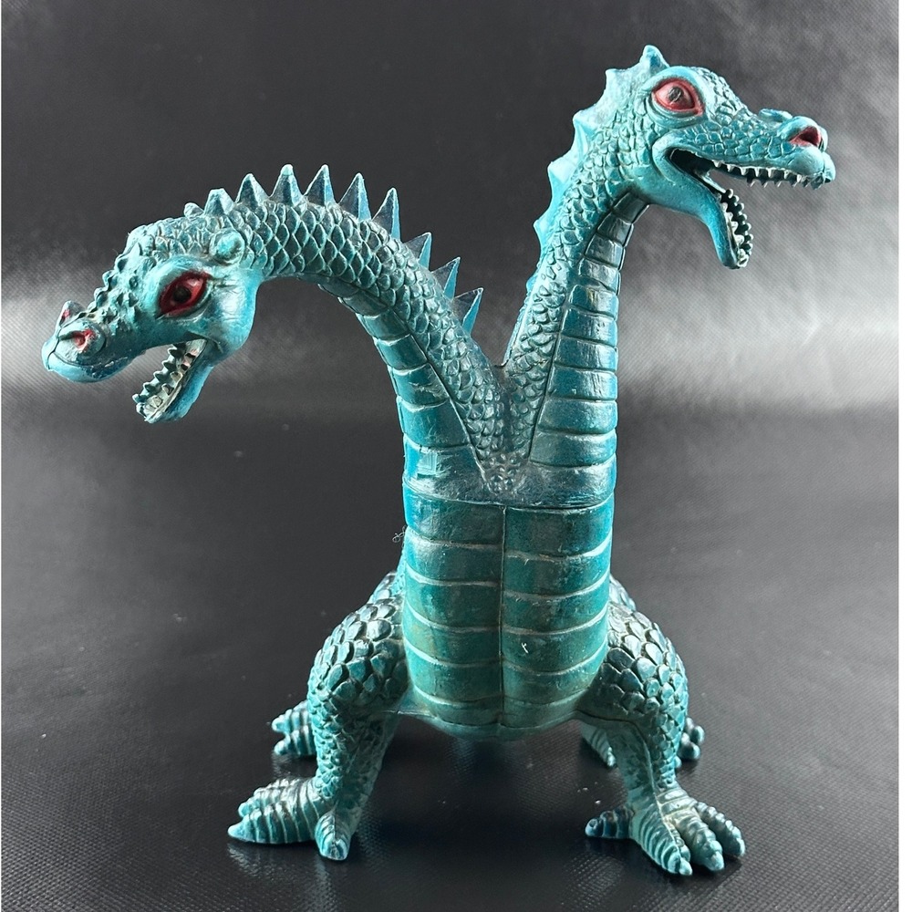Vintage Imperial 1985 Two Headed Dragon Figure Toy Hong‎ Kong Teal Blue